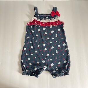 Baby Girl 24M Patriotic Star Tomper Red White Blue 4th of July Outfit